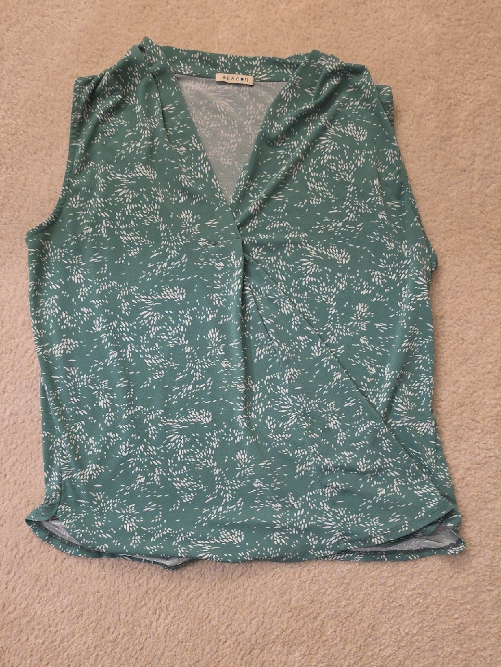 Beacon Teal Green Printed Faux-Wrap Sleeveless Camisole